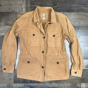 J Crew Jacket womens Size M Brigadier Utility Brown Drawstring Waist *stain